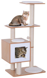 Patootie Fruitie Kratzbaum für Katzen aus Holz in heller Buche mit Katzenhöhle und Spielbereich 71,5 x 49,5 x 120 cm – Bild 1 von 1