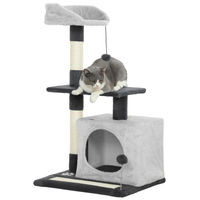 Produktbild von Patootie Fruitie Kratzbaum für Katzen in Grau mit Häuschen, Bett und Kratzmatte, 85 cm hoch