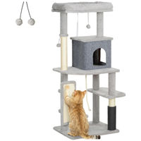 Produktbild von Patootie Fruitie Kratzbaum für Katzen in Hellgrau mit 132 cm Höhe, Sisalstamm, Plattformen und Hängebällen