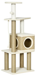 Patootie Fruitie Kratzbaum für Katzen mit Sisal-Kratzstämmen, Höhle und Spielzeug, 128 cm hoch, Beige – Bild 1 von 2