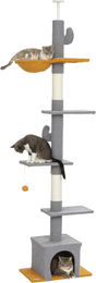 Patootie Fruitie Kratzbaum mit Deckenspanner aus Samt und Chenille in Grau – Bild 1 von 3