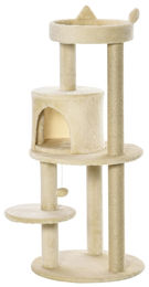 Patootie Fruitie Multifunktionaler Katzenbaum mit Kratzstämmen und Spielzeug Cremefarben 48 x 104 cm – Bild 1 von 1