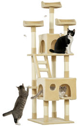 Patootie Fruitie Riesiger Katzenbaum in Beige mit Kratzstamm und Spielzeug 60 x 50 x 181 cm – Bild 1 von 1