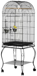 Patootie Fruitie Vogelkäfig aus Stahl mit Ständer und Rollen in Schwarz für Wellensittiche und Papageien 51 x 51 x 153 cm – Bild 1 von 2