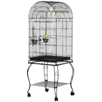Produktbild von Patootie Fruitie Vogelkäfig aus Stahl mit Ständer und Rollen in Schwarz für Wellensittiche und Papageien 51 x 51 x 153 cm