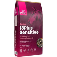 Produktbild von Pavo 18Plus Sensitive Müsli für Senior Pferde zur Unterstützung von Immunsystem, Verdauung und Gelenken 15 kg