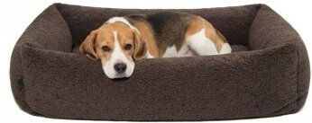 PAW WOW Hundebett Sven Orthopädisches Hundekörbchen mit Memory Foam aus Teddy-Stoff Braun Größe L – Bild 1 von 9