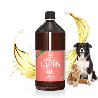 Produktbild von PAW WOW Lachsöl für Hunde und Katzen 1000ml reine Haut-Fell-Nahrungsergänzung ohne Konservierungsstoffe - 1000 ml