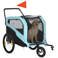 Produktbild von PawHut 2-in-1 Hundeanhänger Fahrradanhänger für große Hunde aus Oxford-Gewebe mit Reflektoren Blau