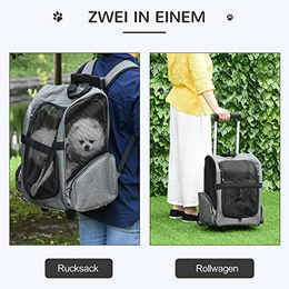 PawHut 2-in-1 Hundetrolley und Transporttasche aus wasserabweisendem Oxford-Gewebe Grau 42 x 25 x 55 cm – Bild 1 von 6