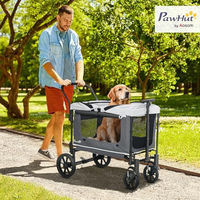 Produktbild von PawHut 2 in 1 Hundewagen und Buggy für Hunde und Katzen bis 30 kg klappbar Dunkelgrau