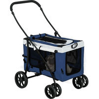 Produktbild von PawHut 2 in 1 Hundewagen und Hundebuggy für kleine Rassen und erwachsene Hunde aus Oxford-Gewebe Blau