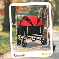Produktbild von PawHut 2 in 1 Hundewagen und Katzenbuggy klappbar aus Oxford-Gewebe für Hunde und Katzen bis 30 kg in Rot