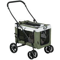 Produktbild von PawHut 2 in 1 Hundewagen und Katzenbuggy klappbar Dunkelgrün für Hunde und Katzen bis 10 kg