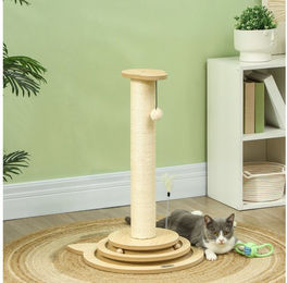 PawHut 4-in-1 Kratzbaum für Katzen mit Sisal-Kratzsäule und Spielball in Eiche-Optik – Bild 1 von 2