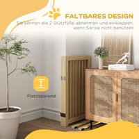 Produktbild von PawHut Absperrgitter für Hunde aus Holz mit Tür freistehend Naturholz 220 x 91 cm