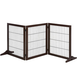 PawHut Absperrgitter für Hunde aus Kiefernholz Braun 185 x 36 x 71 cm – Bild 1 von 11