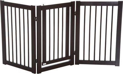 PawHut Absperrgitter für Hunde freistehend und verstellbar aus Holz Dunkelbraun 155 x 76 cm – Bild 1 von 10