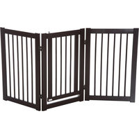 Produktbild von PawHut Absperrgitter für Hunde freistehend und verstellbar aus Holz Dunkelbraun 155 x 76 cm