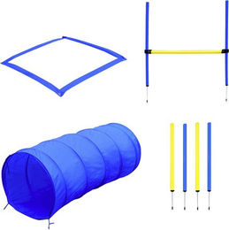 PawHut Agility Ausrüstung für Hunde aus Polyester in Blau und Gelb – Bild 1 von 3