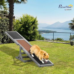 PawHut Agility-Gerät Hundewippe aus Holz für Welpen und Hunde in Grau und Natur – Bild 1 von 11
