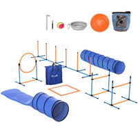 Produktbild von PawHut Agility Set für Hunde 11-teilig mit Tunneln, Sprungring, Hürden und Slalomstangen aus Kunststoff in Orange