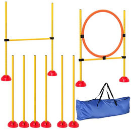 PawHut Agility Set für Hunde 3-teilig aus Kunststoff mit Steckhürden und Slalomstangen zur Koordinationstraining – Bild 1 von 8