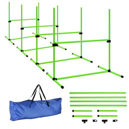 PawHut Agility Set für Hunde 4-teilig aus Kunststoff in Grün mit Tragetasche und höhenverstellbaren Sprungstangen – Bild 1 von 10