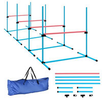 Produktbild von PawHut Agility Set für Hunde 4-teilig aus Kunststoff mit höhenverstellbaren Sprungstangen und Tragetasche in Blau/Bunt