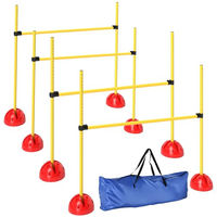 Produktbild von PawHut Agility Set für Hunde 4-teiliges Hundetraining-Set aus Kunststoff mit höhenverstellbaren Hürden und Tragetasche