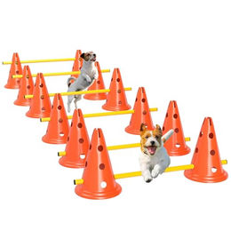 PawHut Agility Set für Hunde 6-teiliges Hundetraining-Set aus Kunststoff mit 12 Kegeln und 6 höhenverstellbaren Hürden inklusive Tragetasche in Orange – Bild 1 von 13