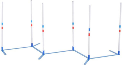PawHut Agility Set für Hunde mit 6 Slalomstangen aus Kunststoff und Tragetasche Weiß-Blau – Bild 1 von 5