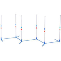 Produktbild von PawHut Agility Set für Hunde mit 6 Slalomstangen aus Kunststoff und Tragetasche Weiß-Blau
