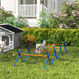 PawHut Agility Set für Hunde und Welpen, 4-teiliges Trainingsset mit höhenverstellbaren Hürden aus Kunststoff und Tragetasche, für kleine Hunde – Bild 1 von 11