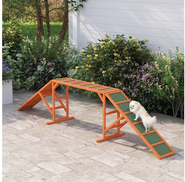 PawHut Agility-Wippe für Hunde aus Tannenholz mit Sicherheitsstange, 335 x 55 x 60 cm, Orange – Bild 1 von 5