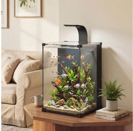 PawHut Aquarium 36L Fischtank mit LED-Beleuchtung und Filtersystem in Schwarz 30 x 30 x 45,5 cm – Bild 1 von 5