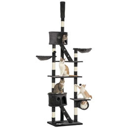 PawHut Deckenhoher Kratzbaum für Katzen in Dunkelgrau höhenverstellbar 240-260 cm – Bild 1 von 1