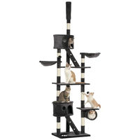 Produktbild von PawHut Deckenhoher Kratzbaum für Katzen in Dunkelgrau höhenverstellbar 240-260 cm