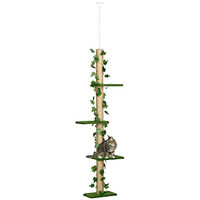 Produktbild von PawHut Deckenhoher Kratzbaum für mittelgroße Katzen in Grün und Gelb (202-242 cm)