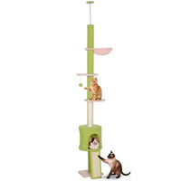 Produktbild von PawHut Deckenhoher Kratzbaum mit Deckenspanner und Sisal in Grün höhenverstellbar 200-240 cm