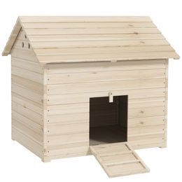 PawHut Entenhaus aus Holz mit aufklappbarem Kippdach und Rampe für Enten und Kaninchen in Beige – Bild 1 von 10