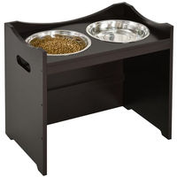 Produktbild von PawHut Erhöhte Futterstation für Hunde und Katzen mit 2 Edelstahlnäpfen höhenverstellbar Braun - 2 l