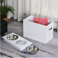 Produktbild von PawHut Erhöhter Futternapf für Hunde und Katzen aus Edelstahl in Weiß 60 x 30 x 41 cm