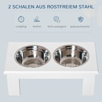 Produktbild von PawHut Erhöhter Futternapf für Hunde und Katzen mit 2 Edelstahlnäpfen Weiß
