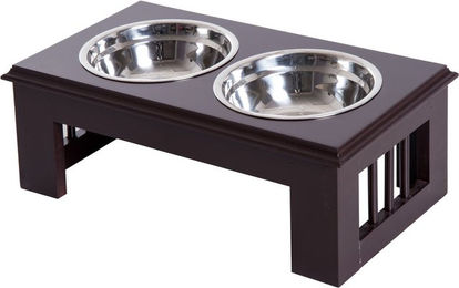 PawHut Erhöhter Hundenapf mit 2 Edelstahl Näpfen XS Braun - 0,9 l – Bild 1 von 10