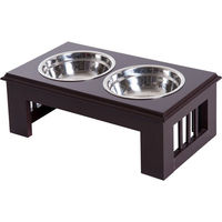 Produktbild von PawHut Erhöhter Hundenapf mit 2 Edelstahl Näpfen XS Braun - 0,9 l
