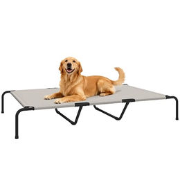 PawHut Erhöhtes Hundebett für große Hunde mit Metallrahmen in Beige – Bild 1 von 13