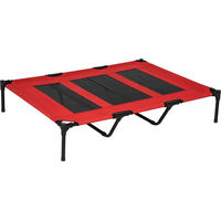 Produktbild von PawHut Erhöhtes Hundebett für große Hunde Outdoor mit Metallrahmen und Waschbarem Mesh Rot
