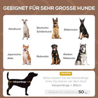 Produktbild von PawHut Erhöhtes Hundebett mit Baldachin aus Oxford-Gewebe für große Rassen in Braun Schwarz Bunt