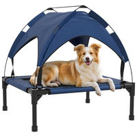 Produktbild von PawHut Erhöhtes Hundebett mit Baldachin für kleine und mittelgroße Hunde Dunkelblau Oxford-Gewebe 76 x 61 x 69,5 cm